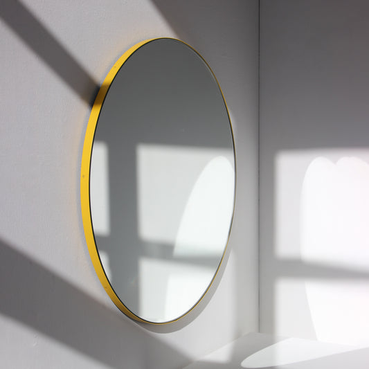 Orbis™ Round Handcrafted Modern Mirror with Yellow Frame, Customisable