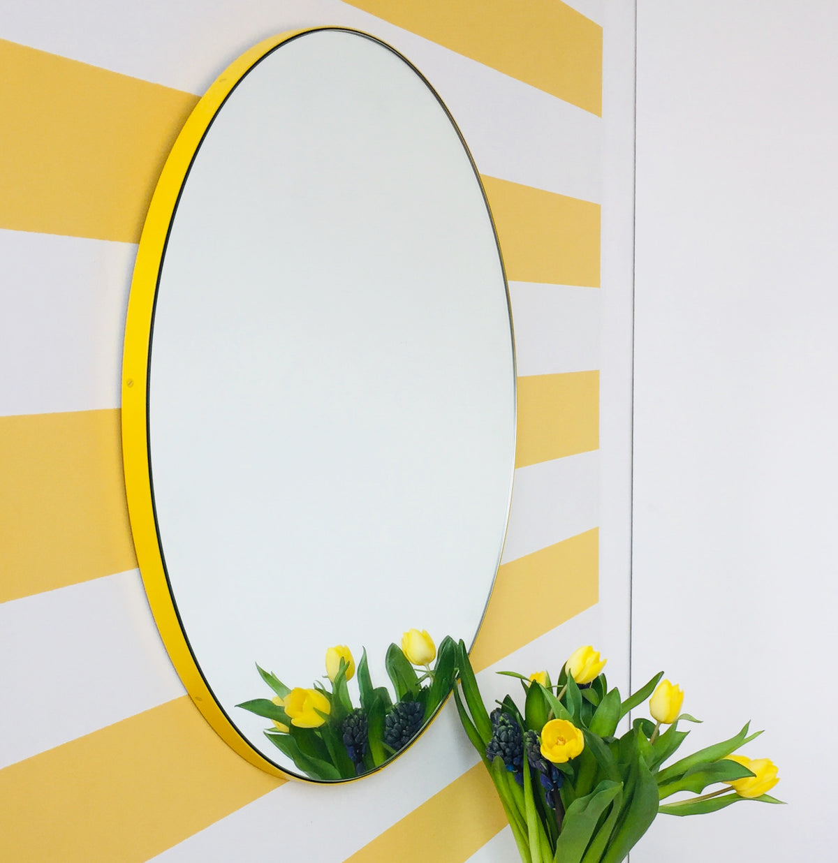 Orbis™ Round Handcrafted Modern Mirror with Yellow Frame, Customisable