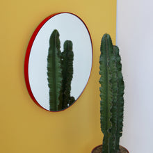 Round Modern Mirror with Red Frame