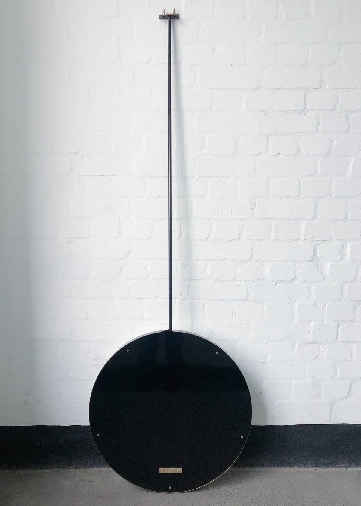 Orbis™ Ceiling Suspended Round Art Deco Mirror with Bronze Patina Brass Frame