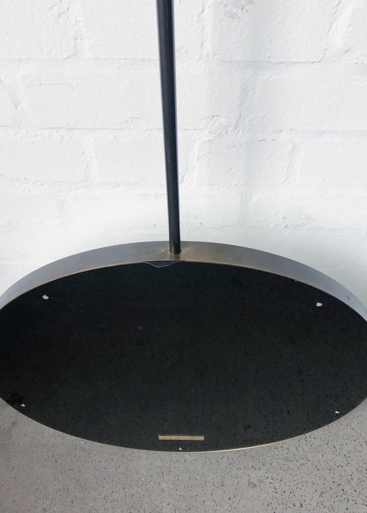 Orbis™ Ceiling Suspended Round Art Deco Mirror with Bronze Patina Brass Frame