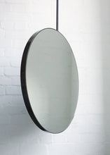 Orbis™ Ceiling Suspended Round Art Deco Mirror with Bronze Patina Brass Frame