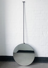 Orbis™ Ceiling Suspended Round Art Deco Mirror with Bronze Patina Brass Frame