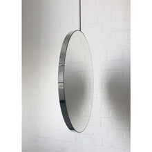 Orbis™ Ceiling Suspended Round Handcrafted Modern Mirror with Stainless Steel Frame