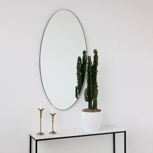 Ovalis™ Oval shaped Contemporary Mirror with a Black Frame, Customisable