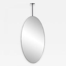 Ovalis™ Ceiling Suspended Pendant Mirror with a Modern Matte Black Frame