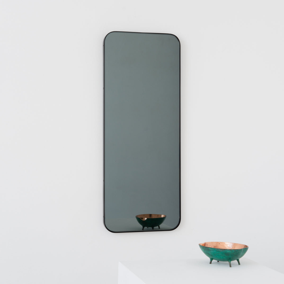 Quadris™ Rectangular Black Tinted Contemporary Mirror with a Black Frame