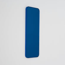 In Stock Quadris Rectangular Blue Tinted Contemporary Mirror with a Blue Frame