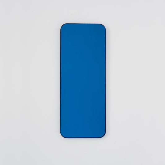 Quadris™ Rectangular Blue Tinted Contemporary Mirror with a Blue Frame