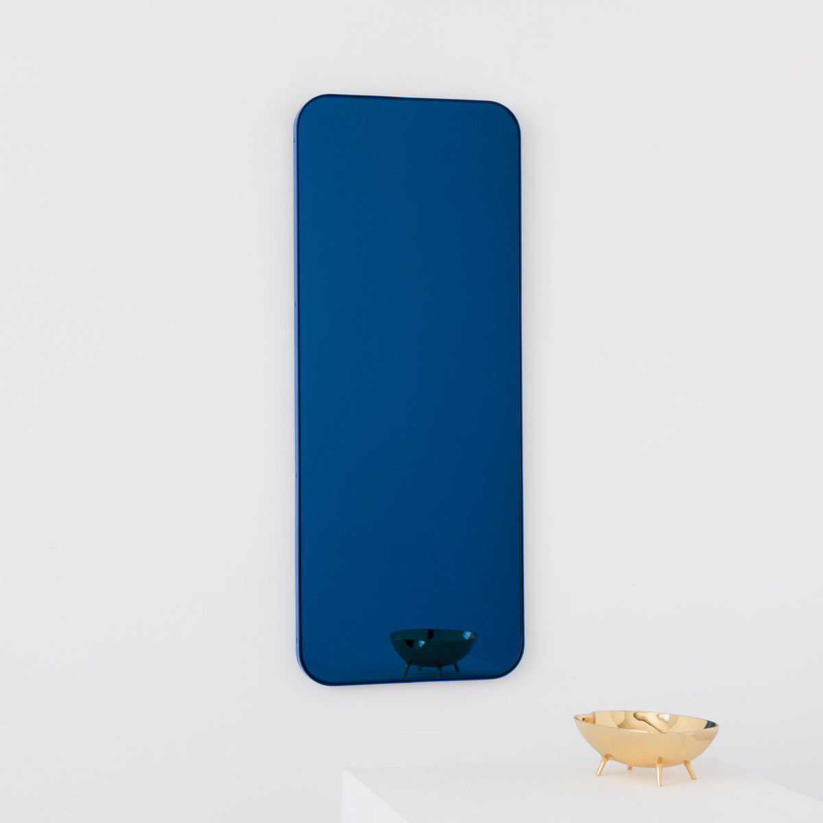 Quadris™ Rectangular Blue Tinted Contemporary Mirror with a Blue Frame