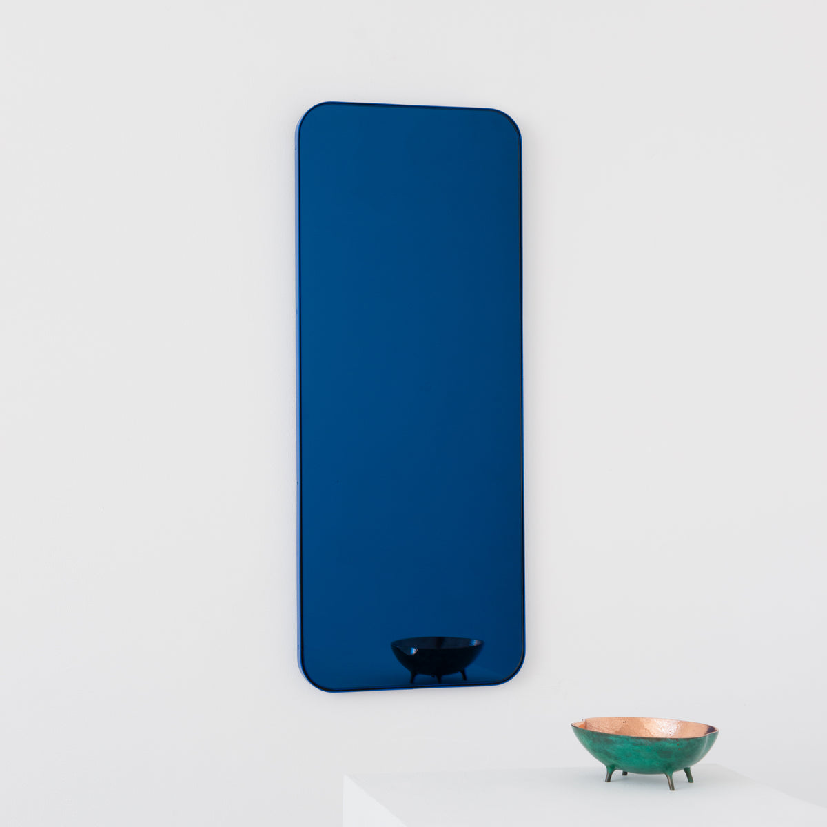 Quadris™ Rectangular Blue Tinted Contemporary Mirror with a Blue Frame