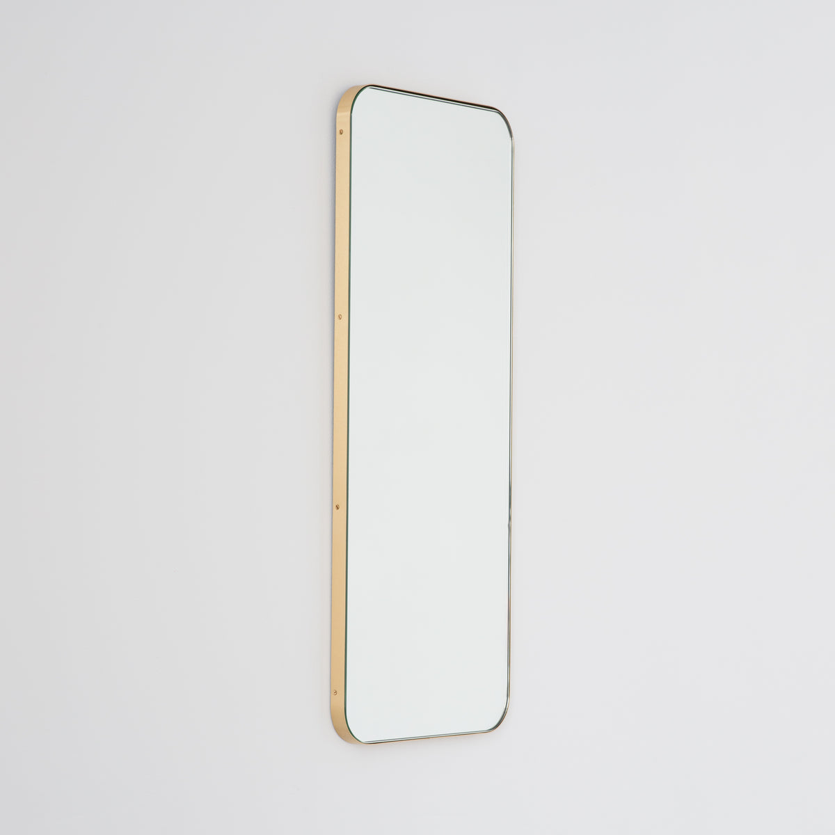 Alguacil & Perkoff Rectangular Wall Mirror with a Minimalist Brass Frame