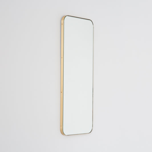 Alguacil & Perkoff Rectangular Wall Mirror with a Minimalist Brass Frame