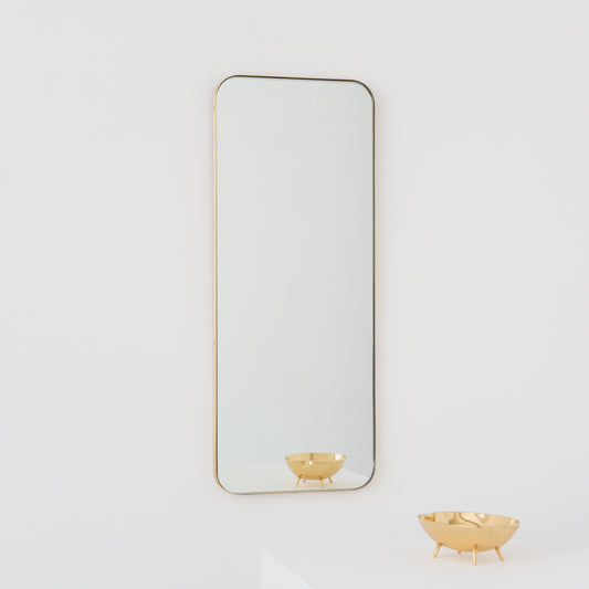 Alguacil & Perkoff Rectangular Wall Mirror with a Minimalist Brass Frame