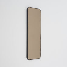 Quadris™ Rectangular Bronze Tinted Minimalist Mirror with a Bronze Patina Brass Frame