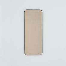 Quadris™ Rectangular Bronze Tinted Minimalist Mirror with a Bronze Patina Brass Frame