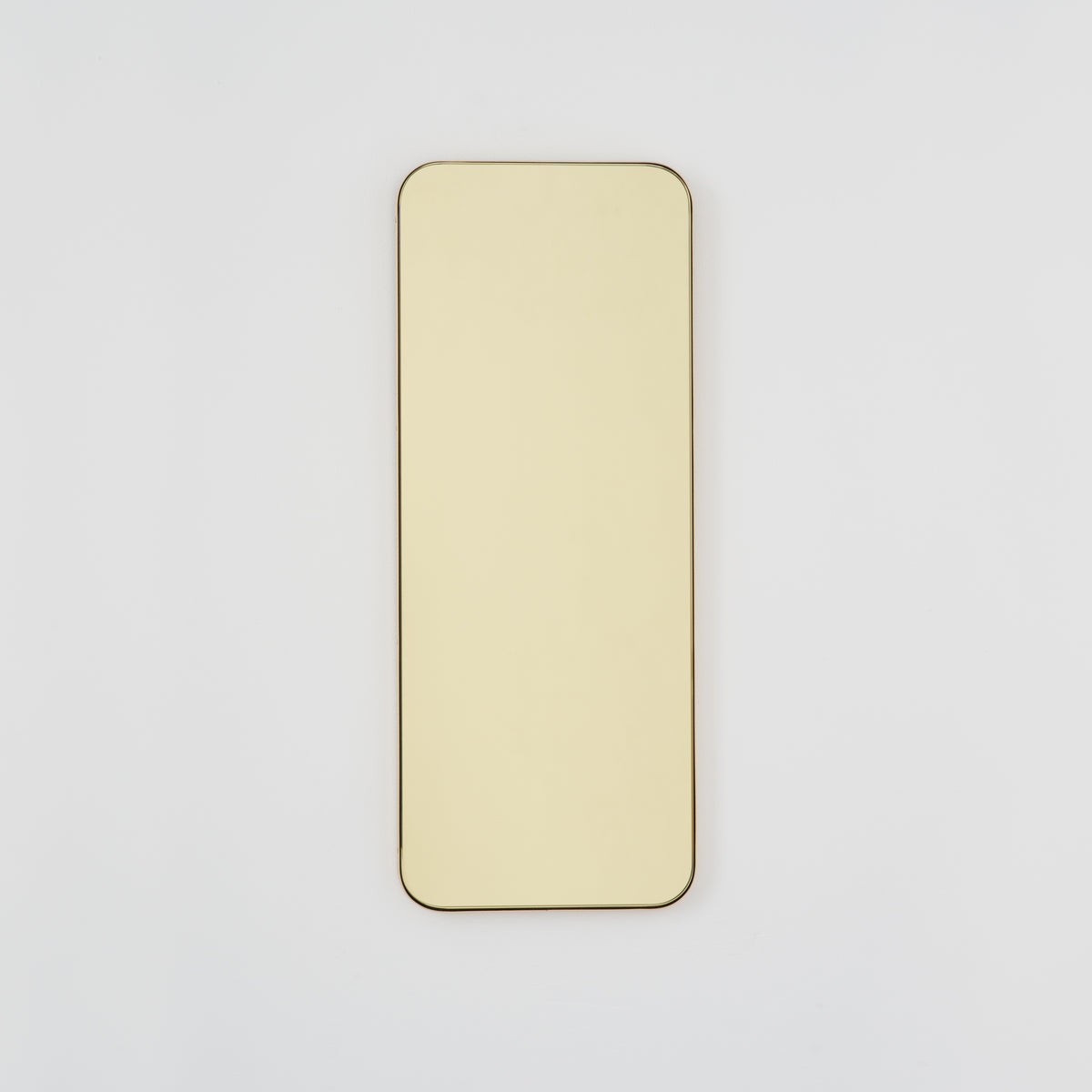 Quadris™ Rectangular Gold Tinted Contemporary Mirror with a Brass Frame