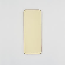Quadris™ Rectangular Gold Tinted Contemporary Mirror with a Brass Frame