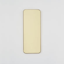 In Stock Quadris Rectangular Gold Tinted Contemporary Mirror with a Brass Frame