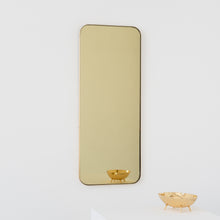 Quadris™ Rectangular Gold Tinted Contemporary Mirror with a Brass Frame