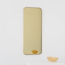 In Stock Quadris Rectangular Gold Tinted Contemporary Mirror with a Brass Frame