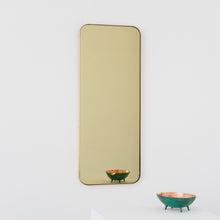 Quadris™ Rectangular Gold Tinted Contemporary Mirror with a Brass Frame