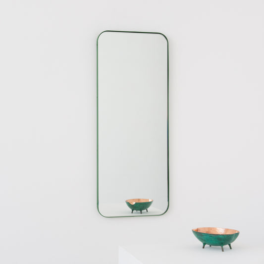 Quadris™ Rectangular Modern Customisable Mirror with a Green Frame