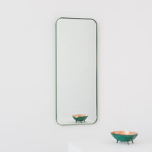 Quadris™ Rectangular Modern Customisable Mirror with a Green Frame