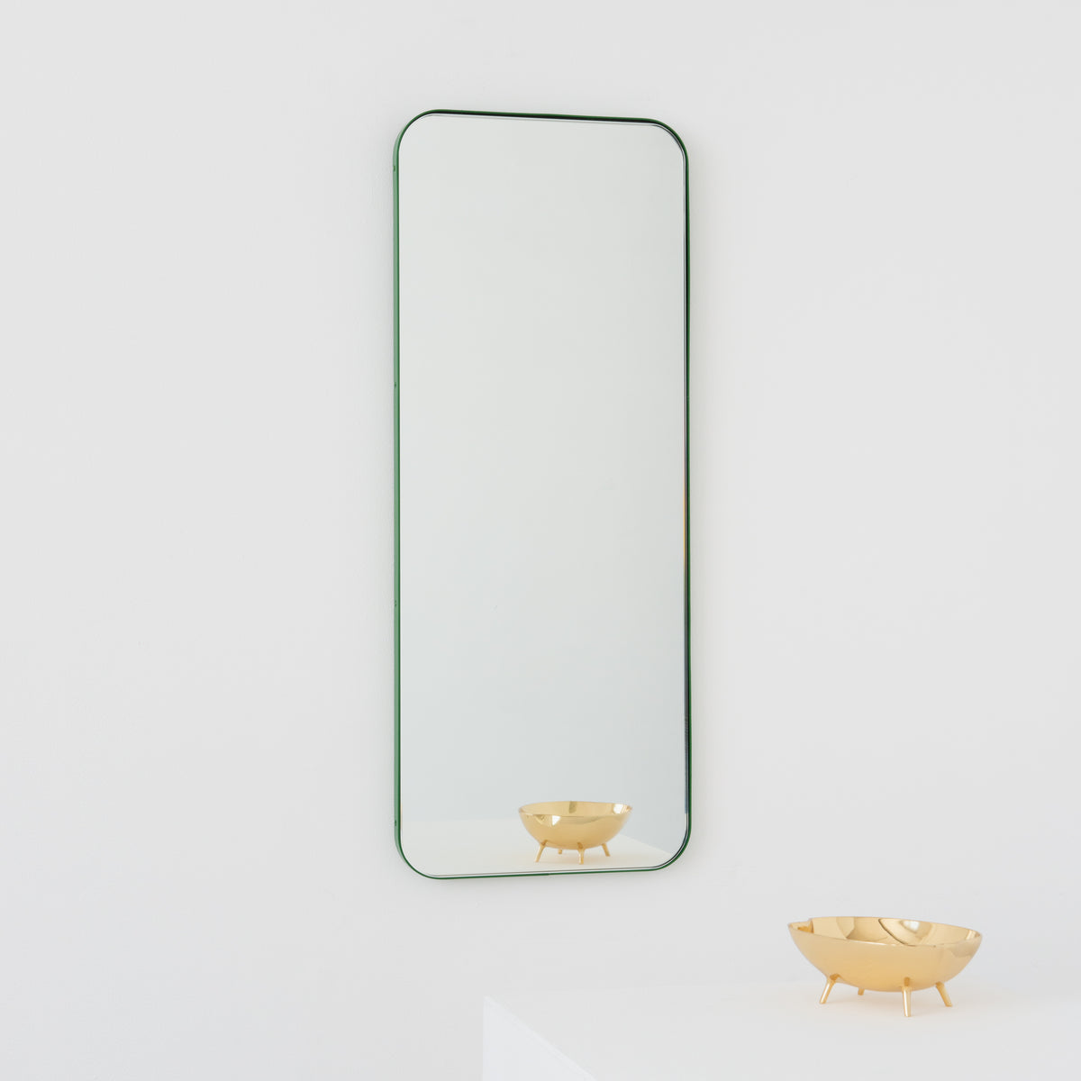 Quadris™ Rectangular Modern Customisable Mirror with a Green Frame