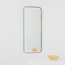 Quadris™ Rectangular Modern Customisable Mirror with a Green Frame