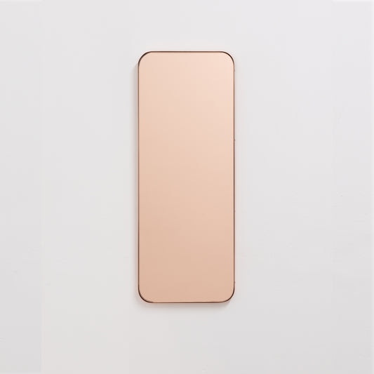 Quadris™ Rectangular Rose Gold Minimalist Mirror with a Copper Frame