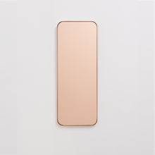 Quadris™ Rectangular Rose Gold Minimalist Mirror with a Copper Frame