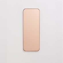 In Stock Quadris Rectangular Rose Gold Minimalist Mirror with a Copper Frame