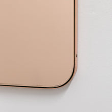 In Stock Quadris Rectangular Rose Gold Minimalist Mirror with a Copper Frame