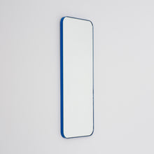 Quadris™ Rectangular Modern Mirror with a Blue Frame