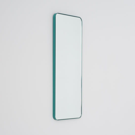 Quadris™ Rectangular Modern Mirror with Mint Turquoise Frame