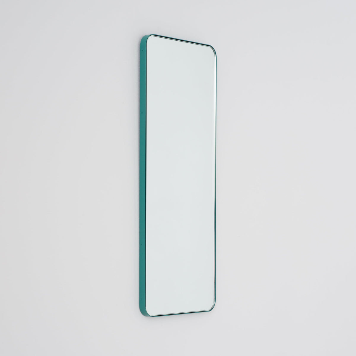In Stock Quadris Rectangular Modern Mirror with Mint Turquoise Frame