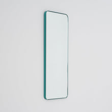 In Stock Quadris Rectangular Modern Mirror with Mint Turquoise Frame