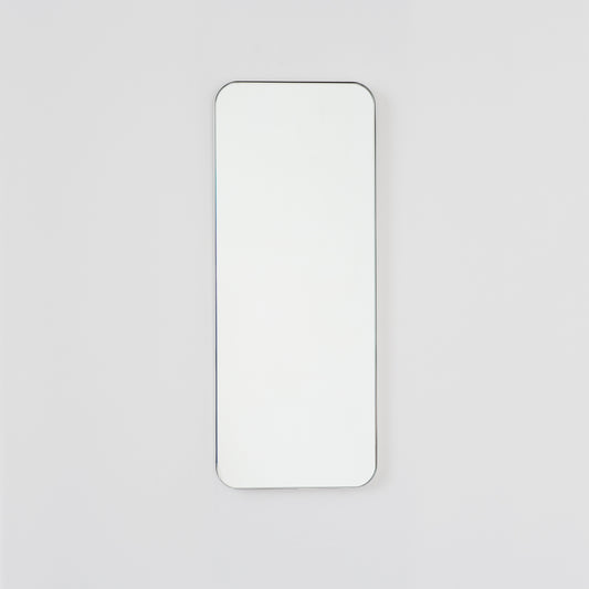 Quadris™ Rectangular Minimalist Mirror with a White Frame