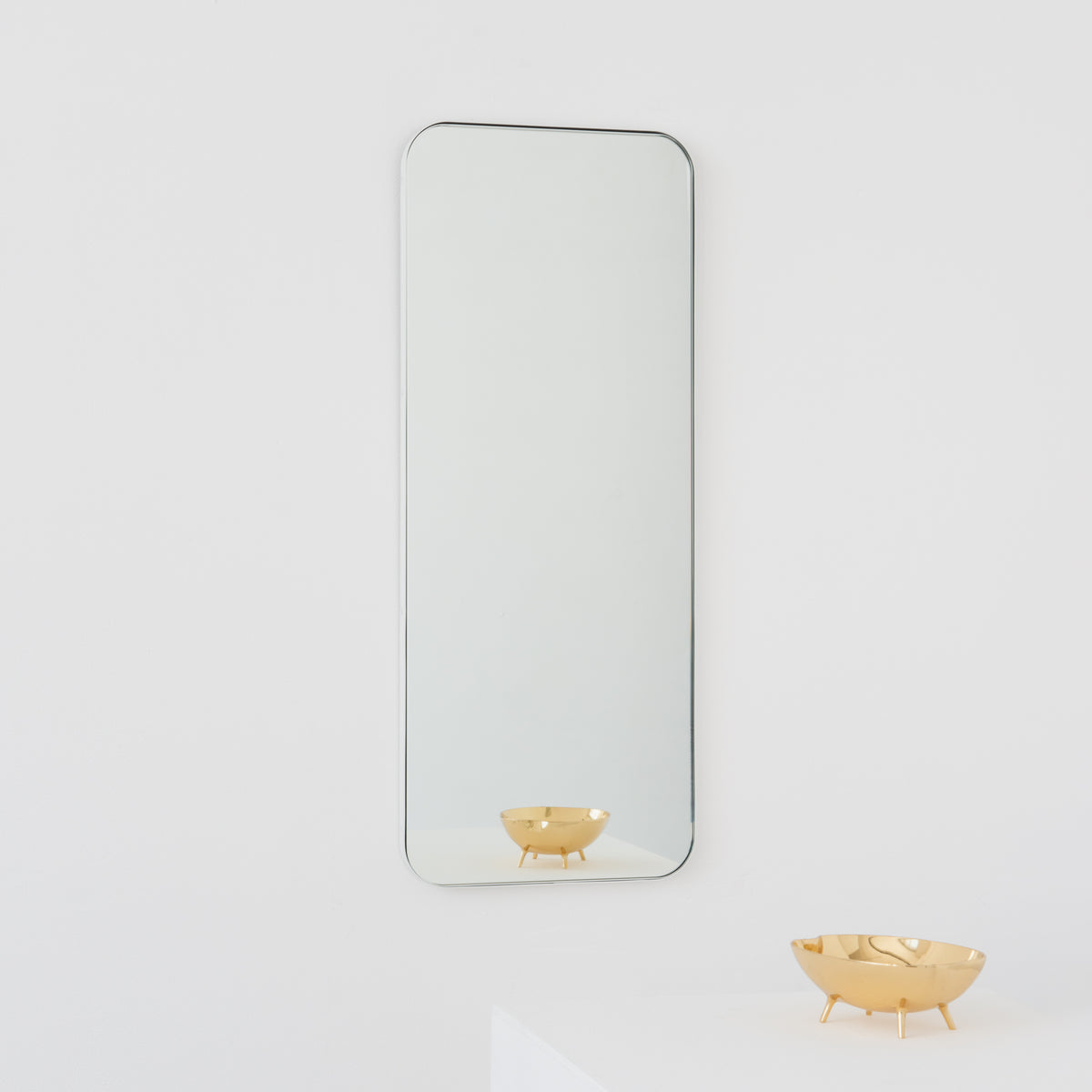 Quadris™ Rectangular Minimalist Mirror with a White Frame