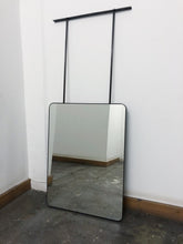 Quadris™ Suspended Rectangular Mirror with Minimalist Blackened Stainless Steel Frame