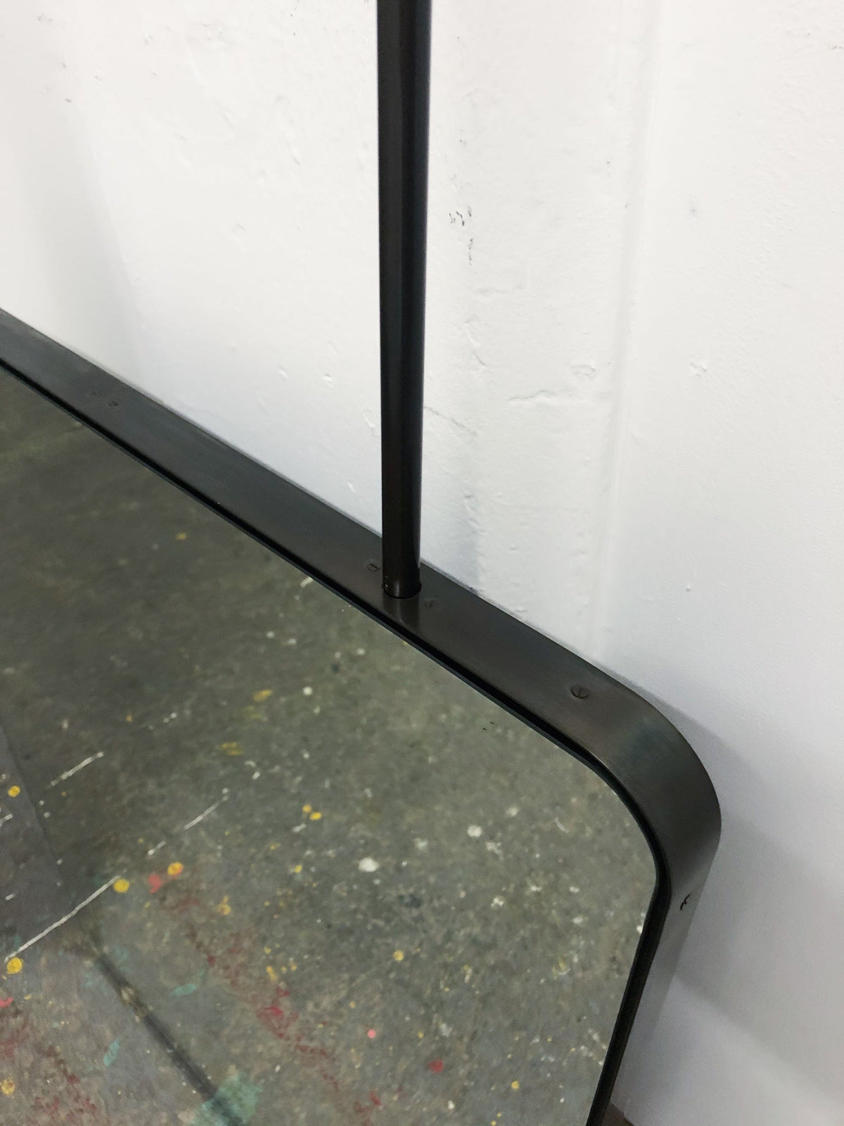 Bespoke Quadris Suspended Rectangular Mirror with Blackened Stainless Steel Frame and Two Rods (812 x 609 x 30)