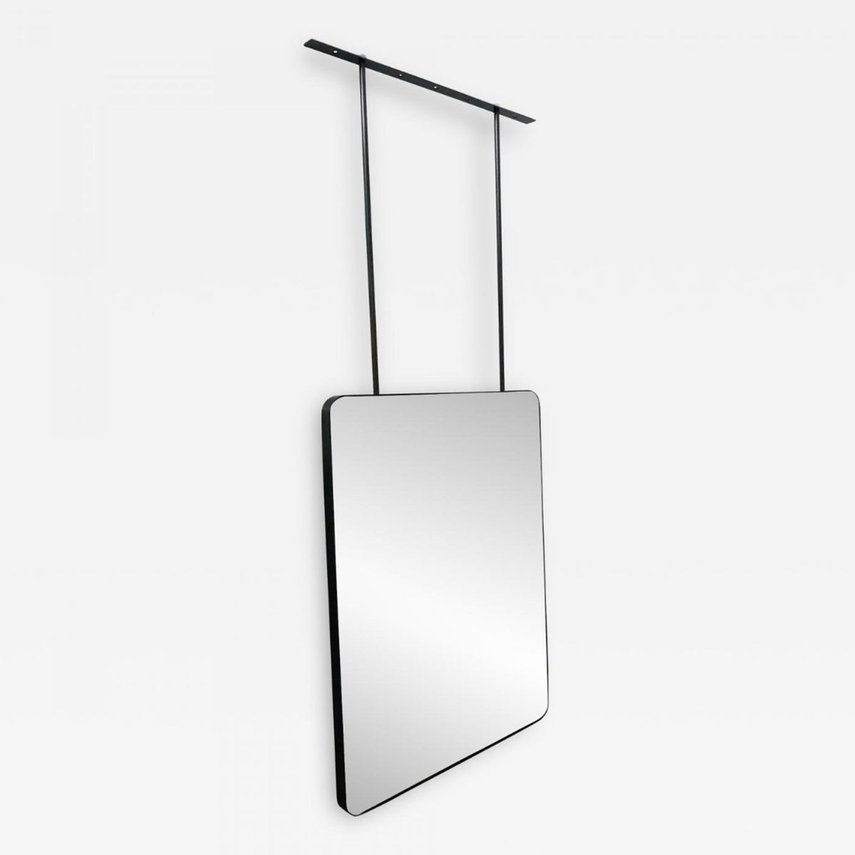 Quadris™ Suspended Rectangular Mirror with Minimalist Blackened Stainless Steel Frame