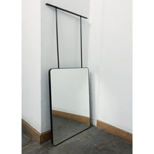 Bespoke Quadris Suspended Rectangular Mirror with Blackened Stainless Steel Frame and Two Rods (812 x 609 x 30)