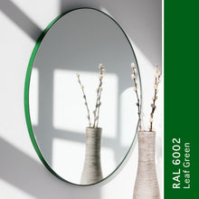 Modern Round Mirror with Green Frame