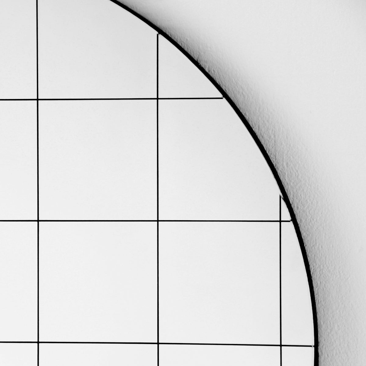 Orbis™ Black Grid Round Minimalist Modern Mirror with Black Frame
