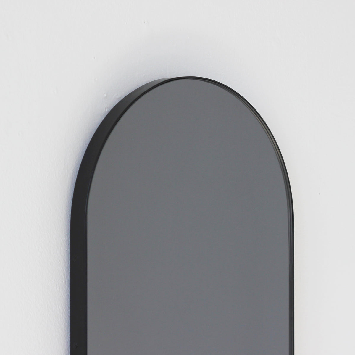 Arcus™ Arch shaped Black Tinted Contemporary Mirror with a Black Frame