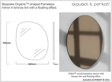Bespoke Organic™ shaped frameless mirror in bronze tint with a floating effect