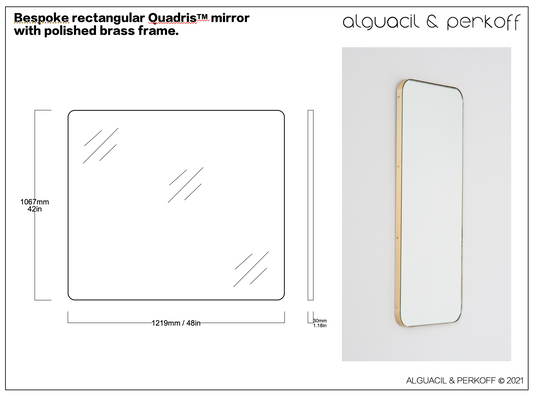 Set of Two Bespoke Quadris™ Mirror with Polished Brass Frame