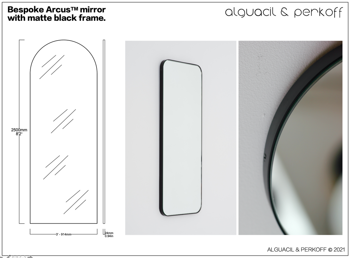 Bespoke Arcus™ Mirror with Matte Black Frame - 2500x914x24mm